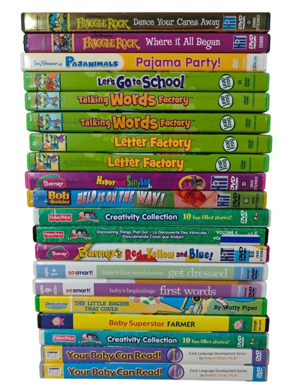 Children’s Educational DVDs Lot Of 20 Titles Baby Toddler Preschool LeapFrog Etc